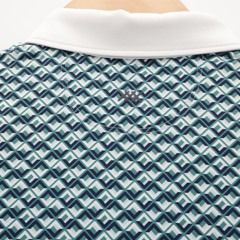 NEW Rhone Geometric Print Performance Polo Green Short Sleeve Mens XL Shirt - Picture 3 of 10